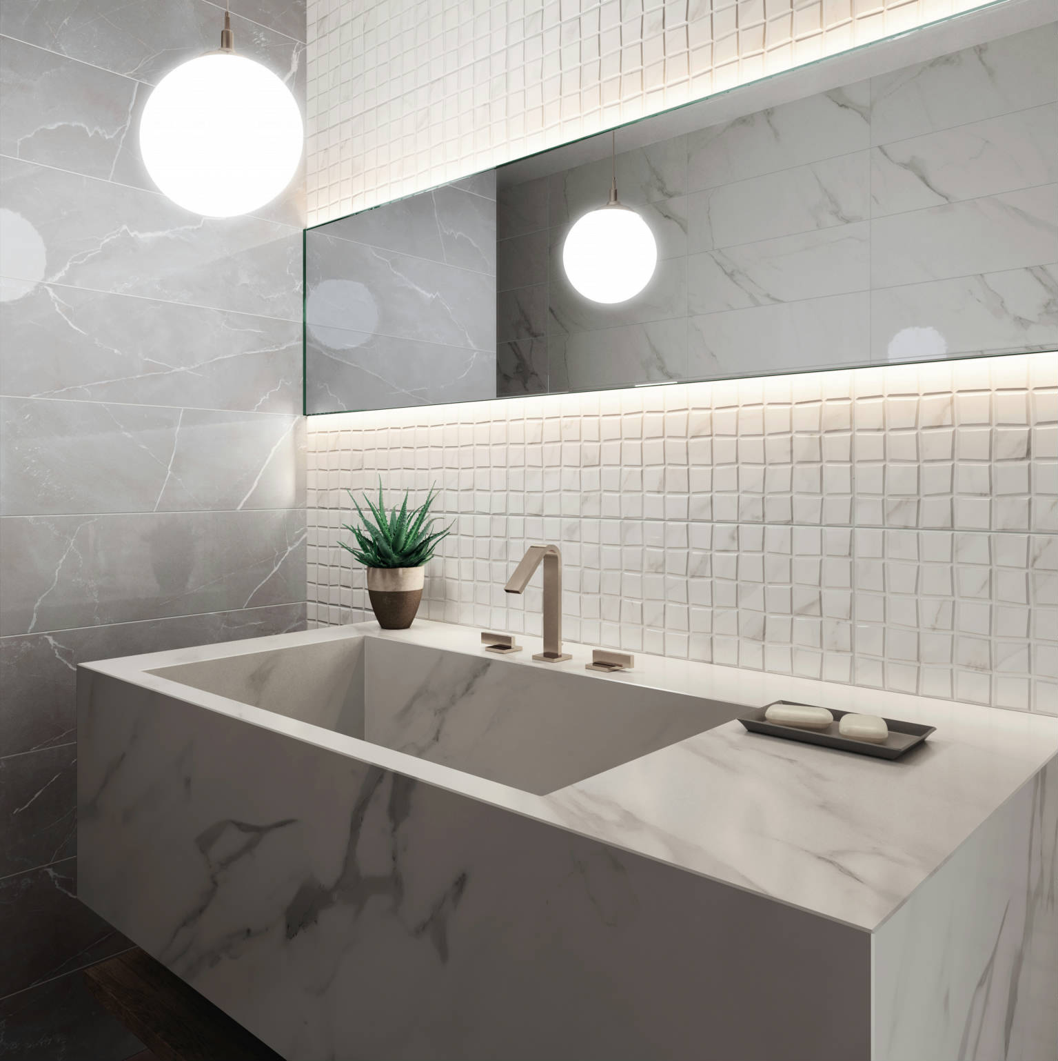 Dorian Mosaic White 25x75 | Newker